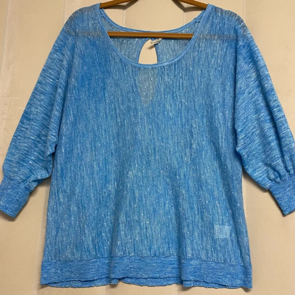 Margaret O’Leary Women’s Sweater Large Linen Blend Dolman Sleeve Designer Luxury